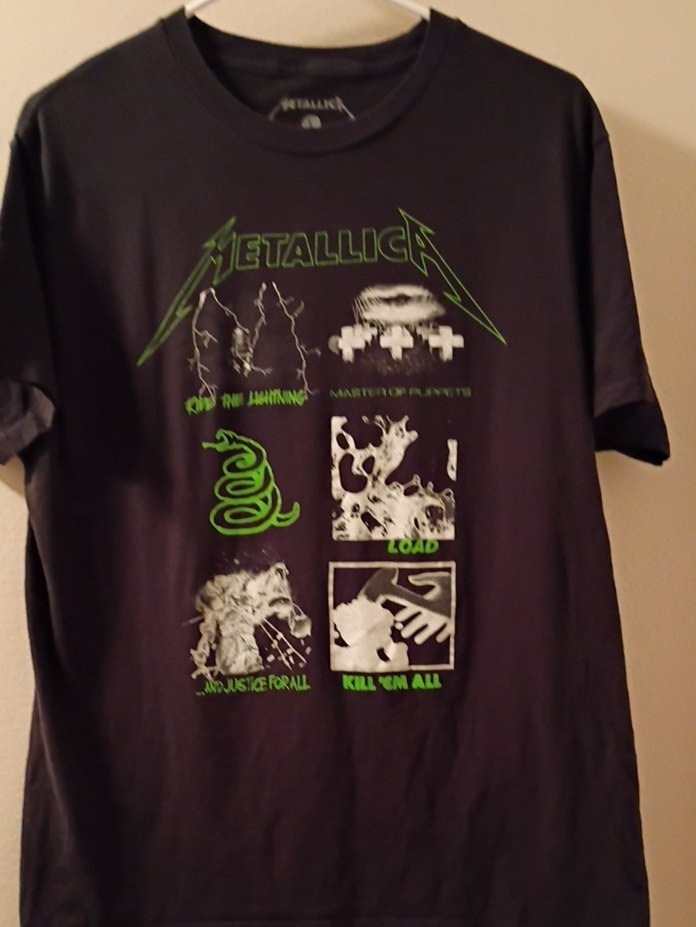 Metallica Graphic Band Tee - Black with Neon Green Print